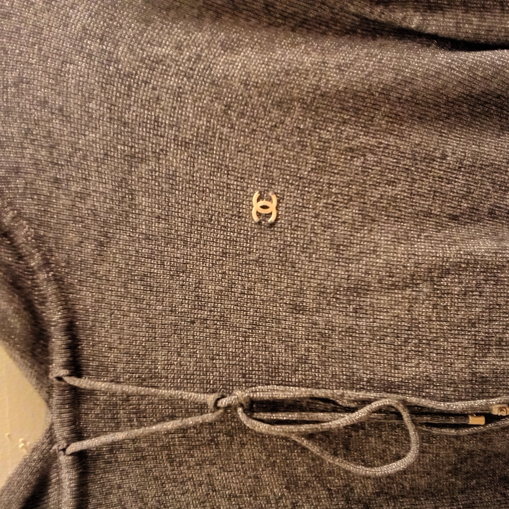 Chanel Sweater Pullover Hood Gray